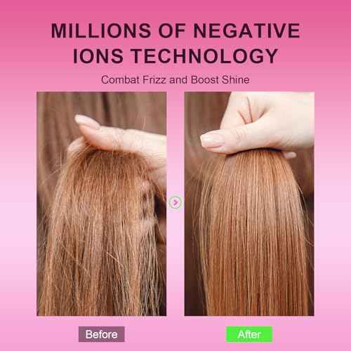 4-in-1 Travel Dual Voltage Hair Dryer Brush Blow Dryer Brush,Portable 2 inch Mini Hot Air Brush,Travel Hair Styler/Volumizer/Straightener/Curler,110-240V European Blow Dry Brush with EU&UK Plug