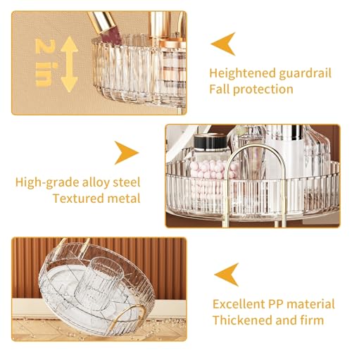 360¡Æ Rotating Makeup Organizer, Large-Capacity Skincare Make Up Storage 2 Tier Perfume Organizers Cosmetic Dresser Organizer with Makeup Brush Holder, Fits Bedroom, Bathroom, Vanity Shelf Countertop