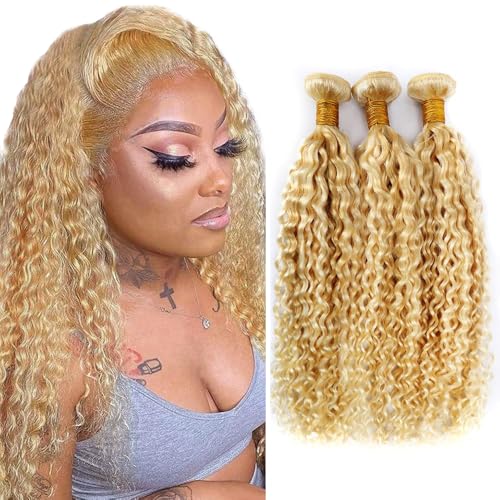 P27/613 Curly Wave Bundles Blonde Bundles Human Hair P27/613 Kinky Curly Bundle Unprocessed Brazilian Virgin Remy Hair 18 20 22 Inch