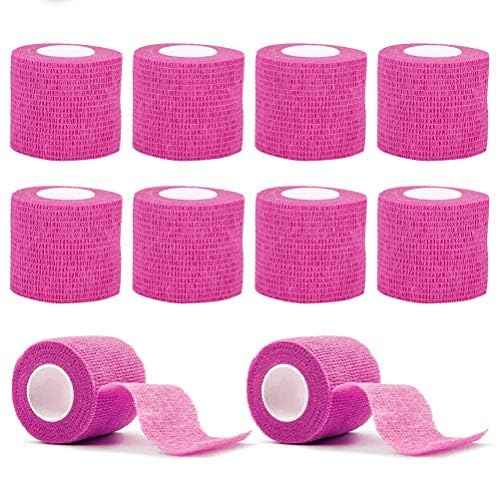 VideoPUP Tattoo Grip Cover Wrap,10PCS Disposable Cohesive Tattoo Grip Cover Elastic Bandage Handle Grip Tube for Tattoo Machine Tattoo Grip Accessories(Phosphor Pink)