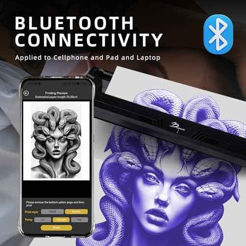 GBK Wireless M8 Tattoo Stencil Printer with 5pcs Transfer Paper - Bluetooth Tattoo Stencil-Fits Custom-Size A4-A8 Width Thermal Paper,Compatible for iOS & Android Phone,Laptop & iPad
