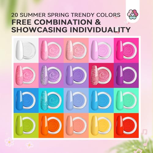 SAVILAND Dip Powder Nail Kit with Drill - 20 Colors Summer Neon Dip Nails Powder Starter Kit with Everything Dip Liquid Dipping System Base Top Coat Activator for Dip Manicure Art Salon DIY