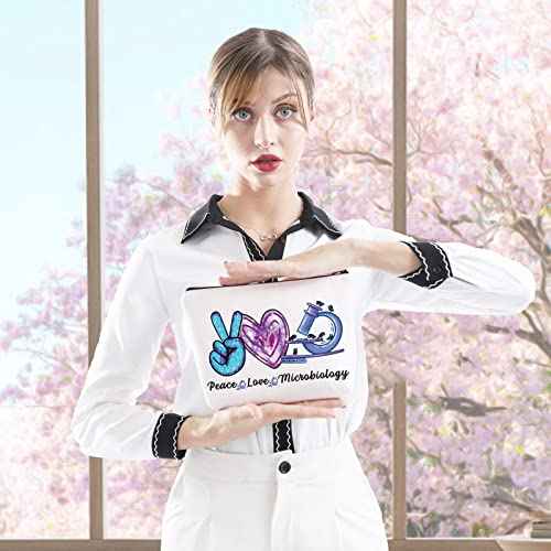 GJTIM Microbiologist Gift Cosmetic Bag Love Microbiology Science Lab Week Makeup Bag for Women in Science