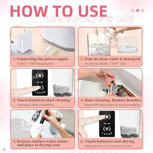 Electric Makeup Brush Cleaner & Dryer-Fast, Makeup Brush Cleaner Machine, 3 In 1 Efficient Brush Cleaning, Drying, and Sanitizing for Flawless, Hygienic Makeup Application