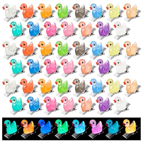 84Pcs Sprouts Rave Clips, Cute Mini Glow Resin Duck Clips for Hair, Festival Accessories for Girls Party Supplies
