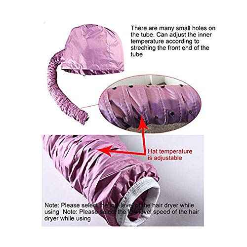 Portable Soft Hair Drying Bonnet with Adjustable Attachment for Hand Held Hair Dryer - Salon Baking Oil Mask (Pink)