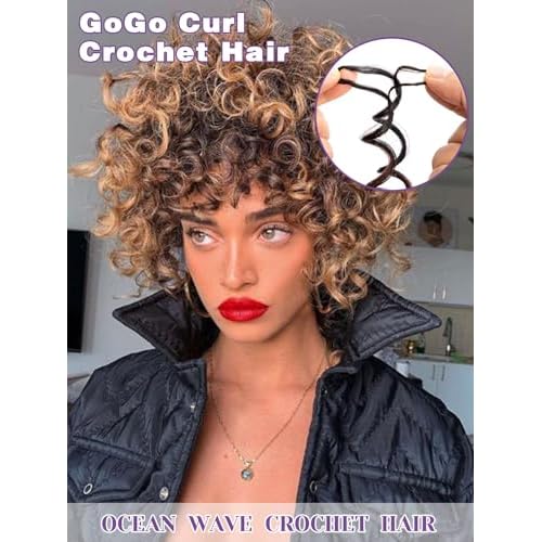 MYQUEEN GoGo Curl Crochet Hair Ombre Brown Curly Braids for Women 8 Inch 7 Packs Short Beach Ocean Deep Twist Synthetic Extensions T30#