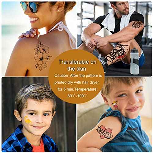 Printable Temporary Tattoo Paper for Inkjet & Laser Printer, 5 Sheets A4 Size 8.3"x11.7" Waterproof DIY Image Transfer Decal Paper for Skin, Clear
