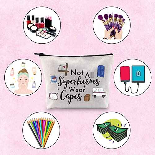 TSOTMO Mail Lady Gift Not All Superheroes Wear Capes Mailman Mail Carrier Appreciation Gift Makeup Bag (Wear capes mail lady)
