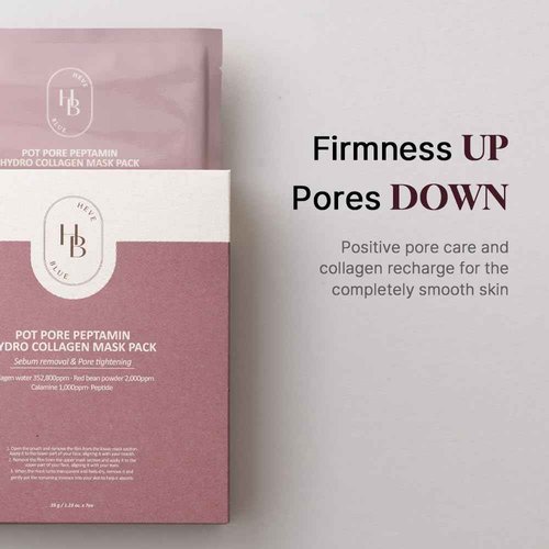 HEVEBLUE Pot Pore Peptamin Hydro Collagen Mask Pack 7ea - Hydrating Overnight Hydrogel Mask, Skin Firming, Pore Tightening, Hypoallergenic,Collagen Ampoule Absorbing Over Time
