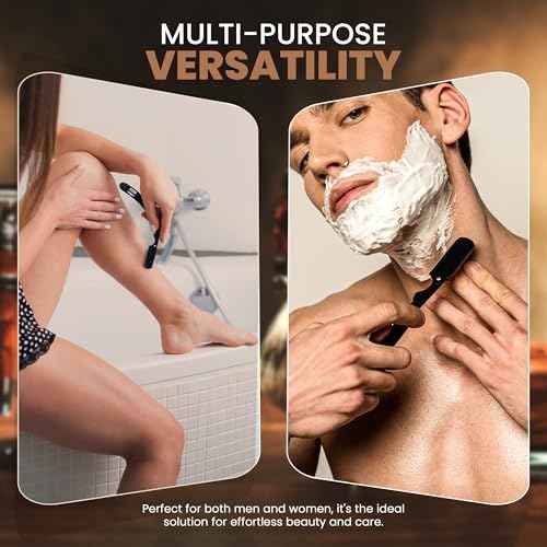 Utopia Care Professional Straight Razor for Men, Barber Straight Edge Razor Safety with 100 Pack Blades, Black