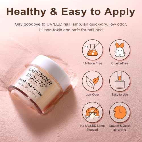 Lavender Violets 36 Colors Dip Powder Nail Kit Starter Quick Drying Dipping Powder Colors Set French Nail Nude Neon All Seasons for Home Salon M950