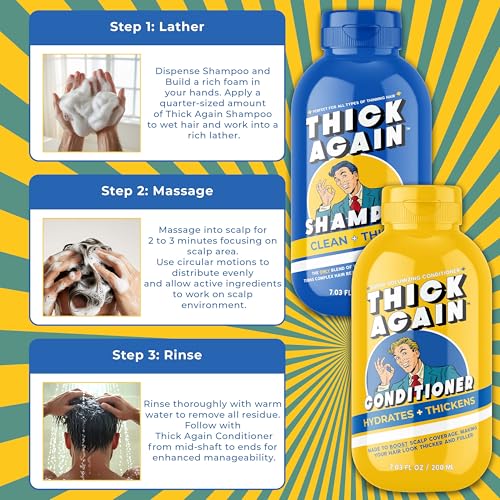 Men's Hair Thickening Shampoo & Conditioner System with TrioCore Scalp Care Technology - Natural Solution for Fuller, Thicker-Looking Hair - Biotin Formula (30 Day, Sandalwood)