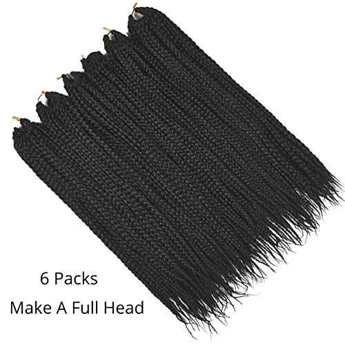 16 Inch Box Braid Crochet Hair,Crochet Box Braids,Crochet Braids Box Braids,Crochet Box Braids Pre Looped,1CM In Diameter 3X 100% Synthetic Hair Extensions(132 Strands,1B#)