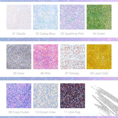 DAGEDA Body Glitter Gel, Roll-on Face Glitter for Mermaid Makeup Festival Rave Accessories, Holographic Hair Glitter Gel,Body Shimmer Halloween Makeup for Rave Party (Sparkling Pink)