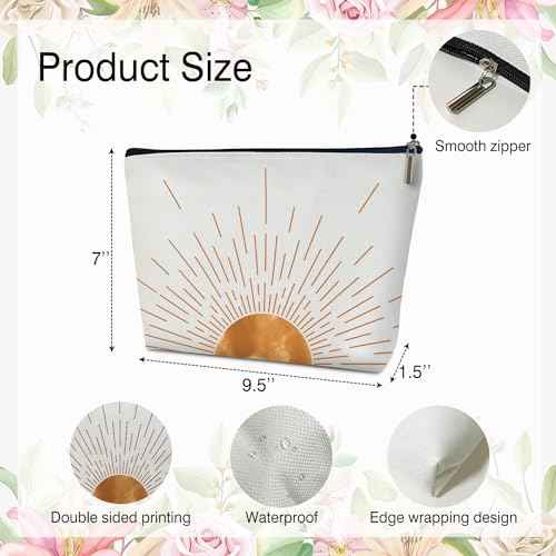 Boho Sunset Sunshine Makeup Bag Purse - Sunrise Sun Ray Toiletry Pouch - Gift for Her, Teen, Mom