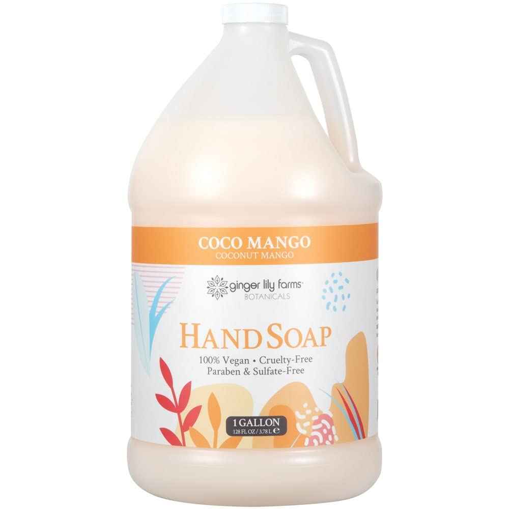 Ginger Lily Farms Botanicals All-Purpose Liquid Hand Soap Refill, Coco Mango, 100% Vegan & Cruelty-Free, Coconut Mango Scent, 1 Gallon (Pack of 4)