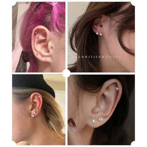 Ear Piercing Kit Disposable Ear Piercing Gun Kit with Sterile Multi-sized CZ Earring Studs Easy and Safe Earring Self Piercing Kit for Your Own Use at Home