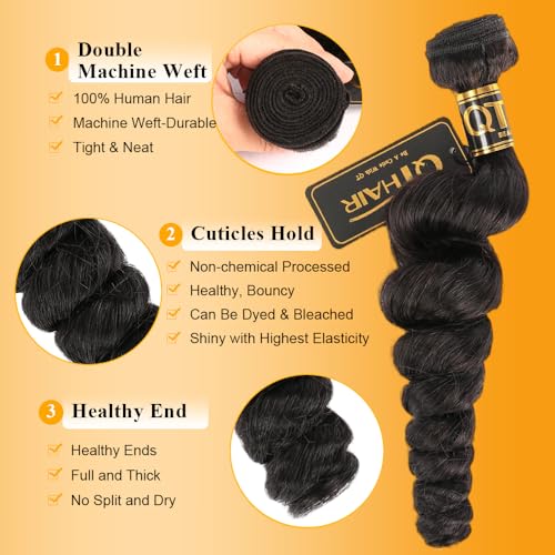 QTHAIR 16A Grade Brazilian Loose Wave Hair Bundles 28 Inch 100% Virgin Unprocessed Brazilain Hair Extensions 100g a Pack Cheap Long Hair Weave Natural Color