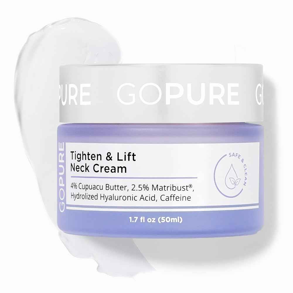 goPure Tighten & Lift Neck & Chest Moisturizer Cream for Visibly Firming, Tightening and Lifting Wrinkles & Crepey Skin, 1.7oz - Pack of 2