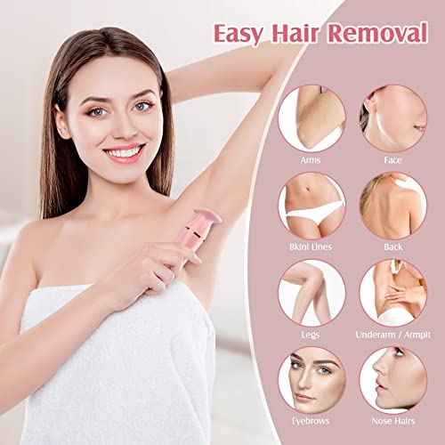 Trimmer Women, 4 in 1 Electric Razor for Women, Facial Shavers for Women, Portable Travel Womens Electric Razor for Face Beard Eyebrow Leg Arm Bikini Armpit Pubic Hair, Pink
