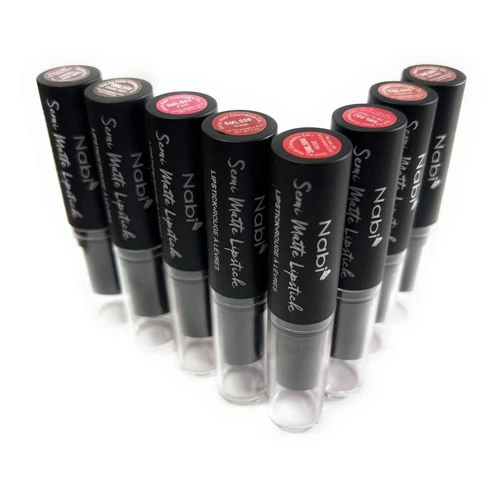 48 pcs 8 Colors Nabi Semi Matte Lipstick, Smooth Application and Won’t Dry Out Lips, Included Display Box (Wholesale Lot)