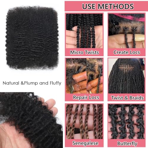 Highlight Ombre Afro Kinkys Bulk Human Hair for Micro Twists 26 Inch Dreadlock Extensions Kinky Curly Bundles Human Braiding Hair for Woman 50g/PCS