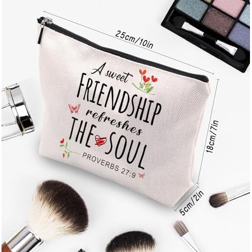 Christian Gifts for Women Friends Makeup Bag, Christian Secret Sister Birthday Gift for Best Friends, Friendship Gifts for women, Christian Gift Cosmetic Bag