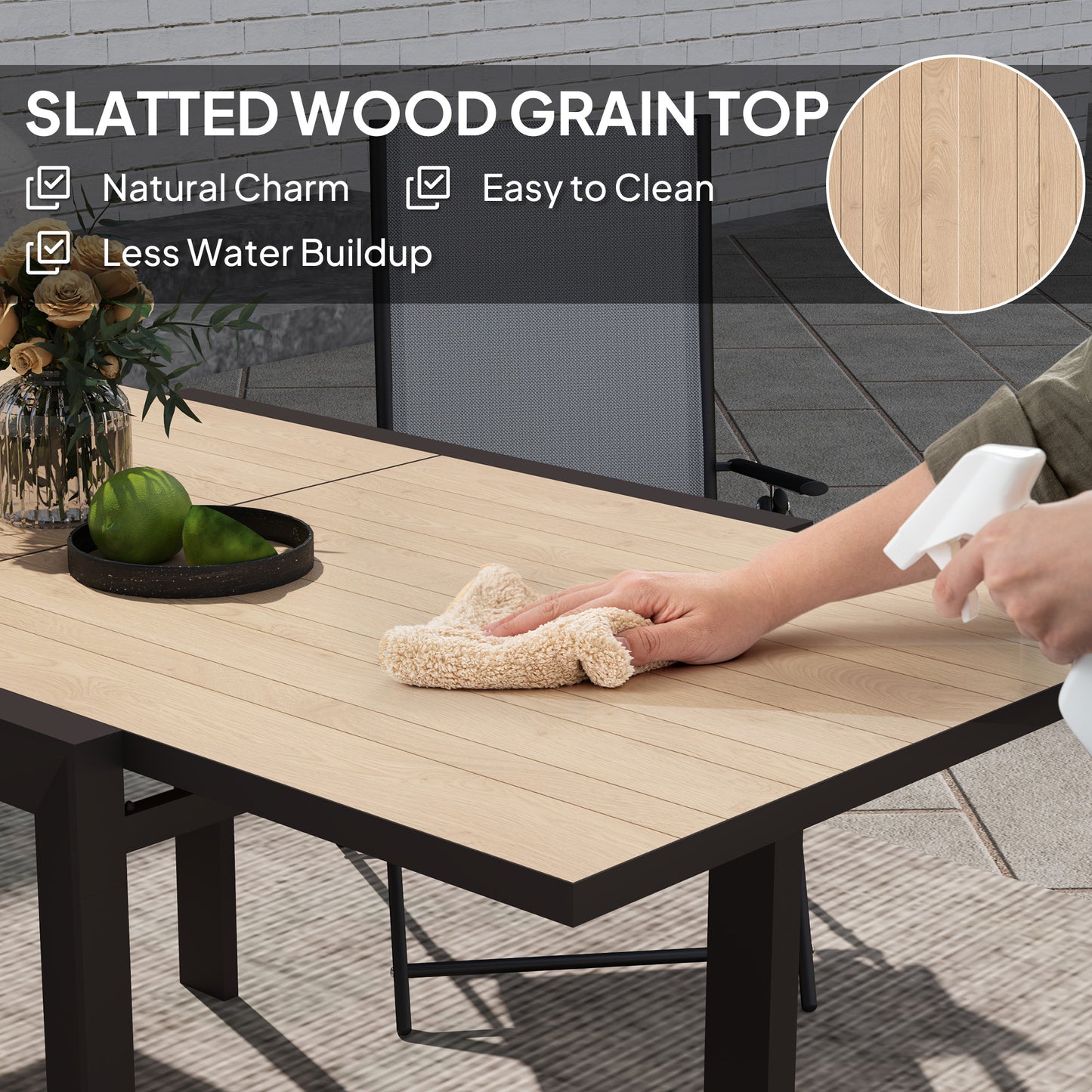 Expandable Outdoor Dining Table for 4-6 People - Natural Wood