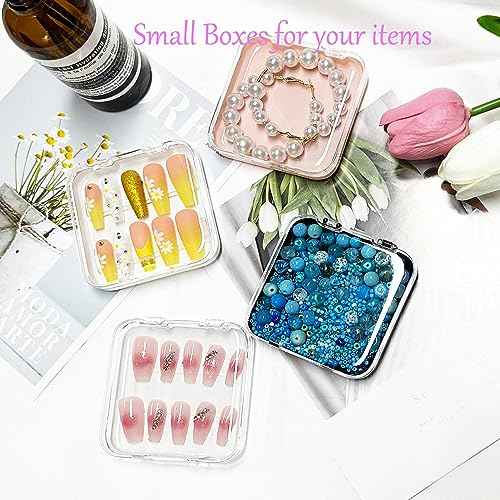 12pcs Press on Nail Storage Box with 60 Pcs Adhesive Double Sided Tape Acrylic Nail Display Box Artificial False Nail Box Organizer Fake Nail Case Transparent Nail Packaging Boxes for Nail Salon