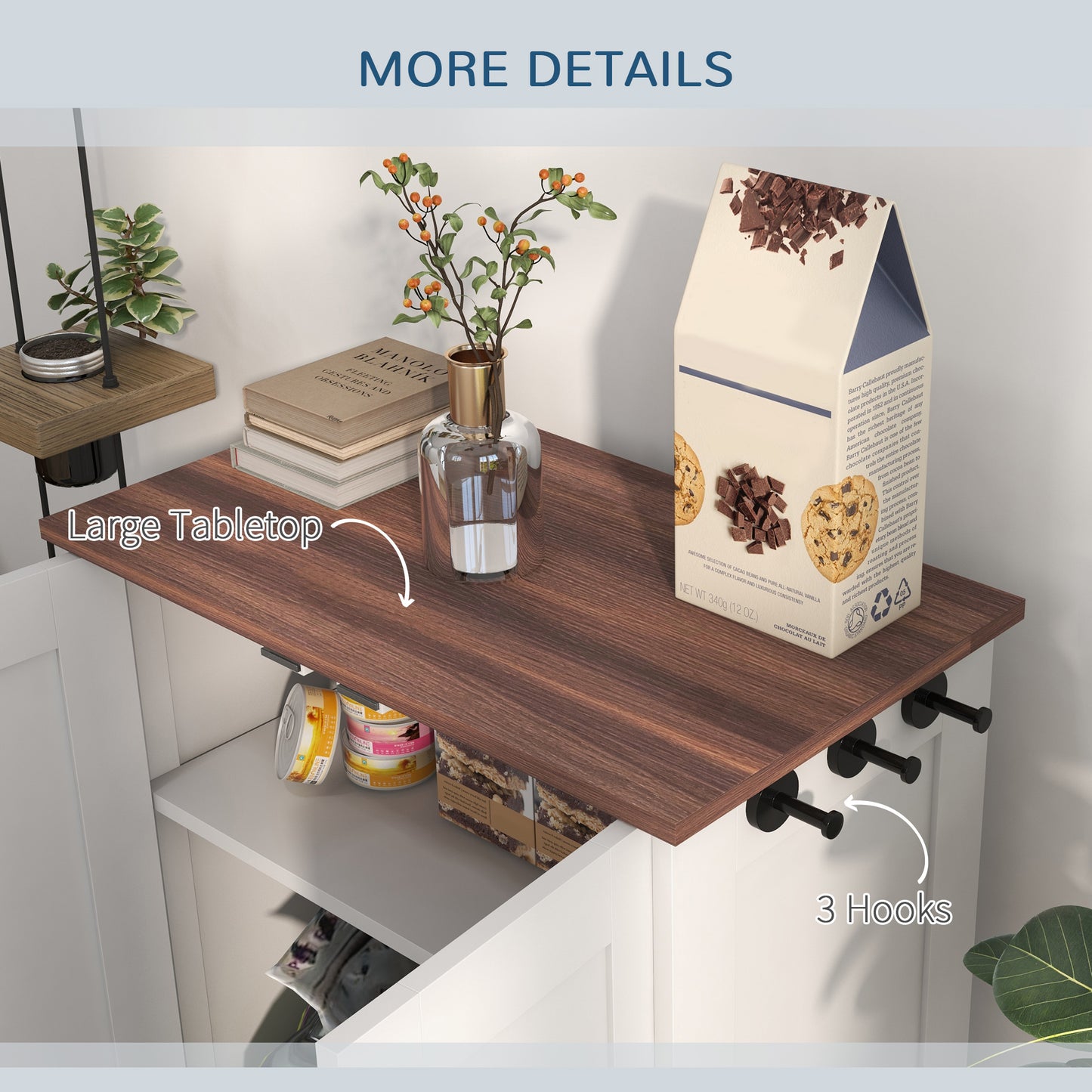 Pet Feeding Station with Adjustable Height & Hidden Bowls - Medium Dogs, White