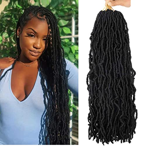 7 Packs 24 Inch Soft Locs Crochet Hair Pre Looped Faux Locs Crochet Braids for Butterfly Locs Dreadlocs Synthetic Hair For Black Women (1B, 24 Inch (Pack of 7))