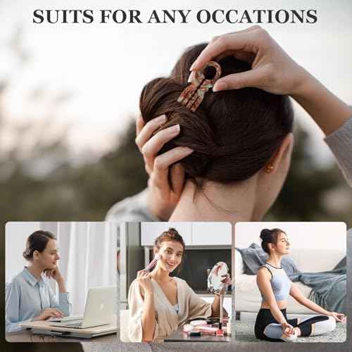 Sunolga 3 PCS Prestige French Hair Pins for Women, 4.38" Large Lialys Hair Pins for All Hair, Curved Shape for Better Head Fit Hair Accessories, Serrated Anti-Slip Design Hairpins