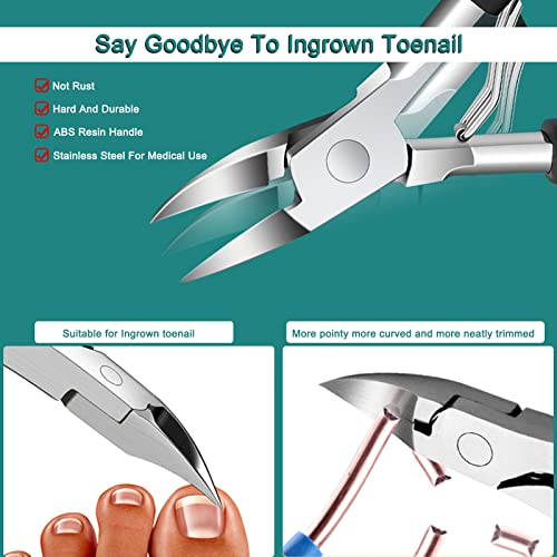 6Pcs Toenail Clippers for Thick Toenails Ingrown Nail Clippers, Large Toe Nail Clippers, Heavy Duty Toe Nail Clippersfor Seniors Toenail Clippers Set with Long Handle for Men