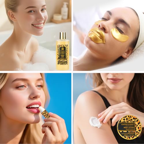 Christmas Gifts for Women, Bath Gift Set, Leopard XXL 20 Pcs Skin Care Set, Slef Care Gifts Set , Mother's Day, Valentine, Birthday, Home Spa Kit, Shower Gel, Body Lotion, Shower Cap,Manicure Set