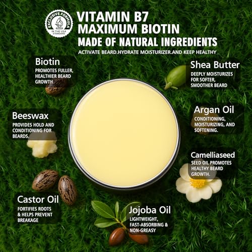 2 Pack Biotin Beard Balm Set for Men ? Natural & Sandalwood Butters ? Non-Itchy, Moisturize, Strengthen & Shape Beards ? Grooming Gift Set for Father's Day, Anniversaries, Christmas