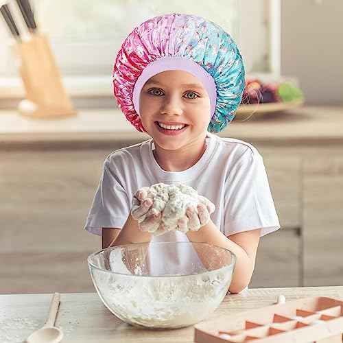 3 Pcs Bonnet for Kids, Kids Bonnets for Girls, Satin Silk Hair Bonnet for Sleeping, Soft Wide Band Sleep Cap for Curly Hair Braids for Teens Child Toddler