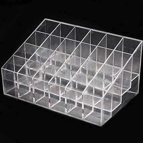 Transparent Cosmetic Makeup Organizer Clear 24 Lattices Lipsticks Cosmetic Lotion Makeup Organizer Storage Display Holder Stand