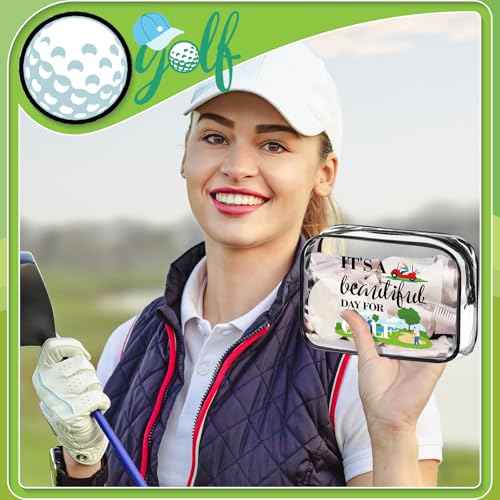 Kacctyen 12 Pcs Golf Pouch for Women 7 x 4. 7 x 2. 4 Inch Christmas Golf Gift Cosmetic Makeup Bags PVC Clear Cheer Case Toiletry Pouch for Women Purse Zipper Bulk Goodie Gifts Accessory Team Party
