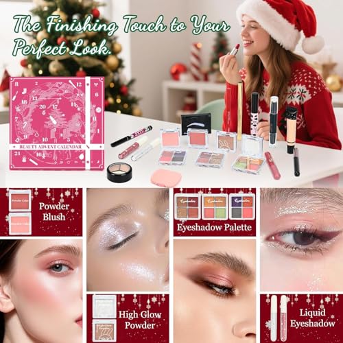 Makeup Advent Calendar 2025 for Women & Teen Girls, 24 Days Christmas Countdown Calendar Beauty Gift Set, 2025 Xmas Gift Surprise Box Calendar Full Makeup Kit