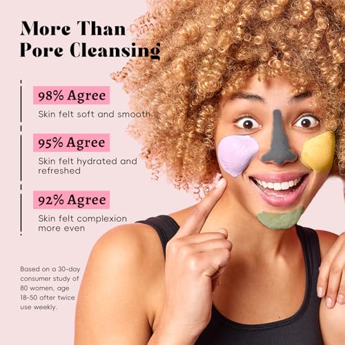 Face Mask Set, 4Pcs Clay Mask, Face Masks Skin Care with Vitamin C, Charcoal, Mugwort and Purple Clay, Skincare Gift Set for Blackheads, Refining Pores & Controling Oil, Dry Oily Skin