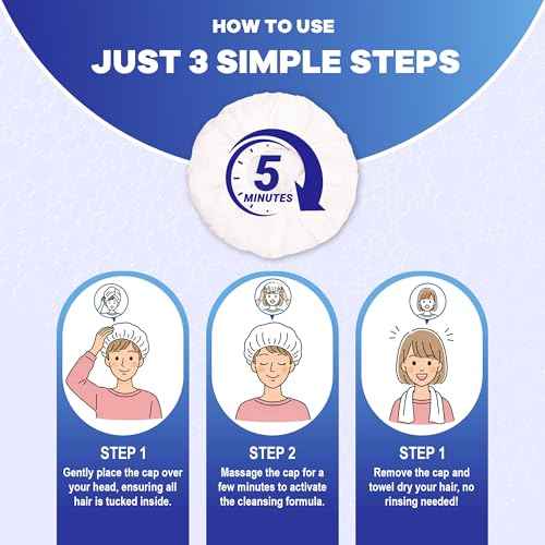 MedVance No Rinse Shampoo Cap | Rinse Free Shower Cap that Shampoos & Conditions | PH Balanced & Hypoallergenic Waterless Hair Wash | 3 Pack