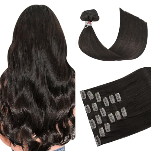 HUAYI Dark Brown Clip in Hair Extensions Real Human Hair 120G Remy Human Hair Clip in Extensions Soft Silky Straight for Women 7pcs 16clips 20 Inch Brown Hair Extensions