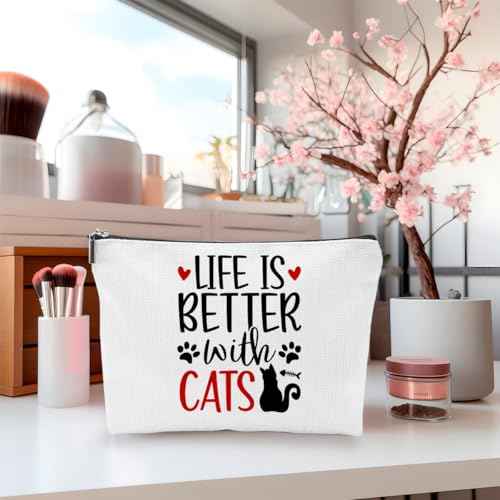4 Pcs Black Cats Cosmetic Bags Set, Cute Animal Cosmetic Bags With Zipper Travel Toiletry Pouches for Women Friend Coworker Sister Thanksgiving Christmas Birthday Friendship Gifts
