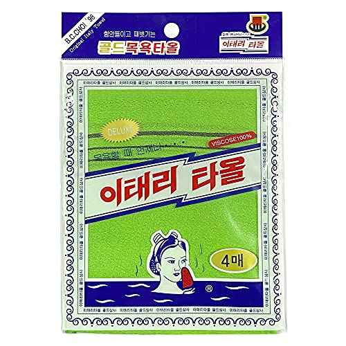 GOLDSANGSA-Korean Exfoliating Towel Washcloth Mitts 12pcs(Green4,Red4,Yellow4)/Korean Italy Towel Skincare Exfoliating Scrub Bath Cloth Remove Dead Skin