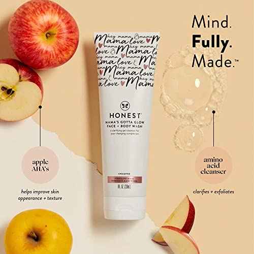 The Honest Company New Mama Care Essentials Gift Set | Hospital Bag Must Haves | Travel Size Nip Balm (0.5 oz), Glow On Body Cream (1 oz), Gotta Glow Face Wash (1.75 fl oz), Reusable Pouch