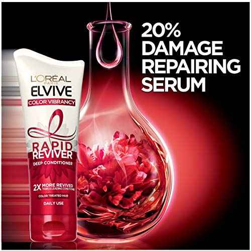 L¡¯Or?al Paris Elvive Color Vibrancy Rapid Reviver Deep Conditioner, Repairs Damaged Color-Treated Hair, No Leave-In Time, with Damage Repairing Serum and Antioxidants, 6 oz.