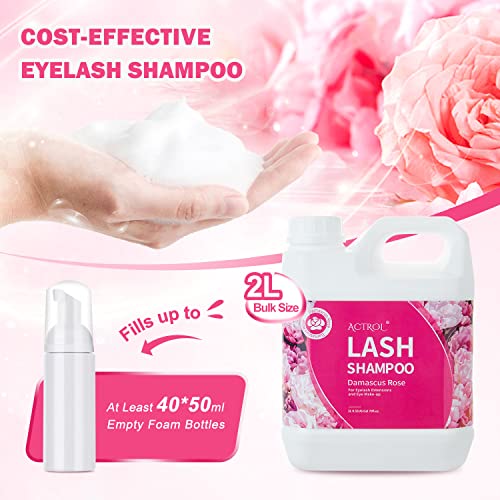 Eyelash Extension Cleanser Rose 2L Natural Lash Extension Shampoo Professional Eyelid Foaming Cleanser Paraben & Sulfate Free Non-lrritating with Salon and Home Care