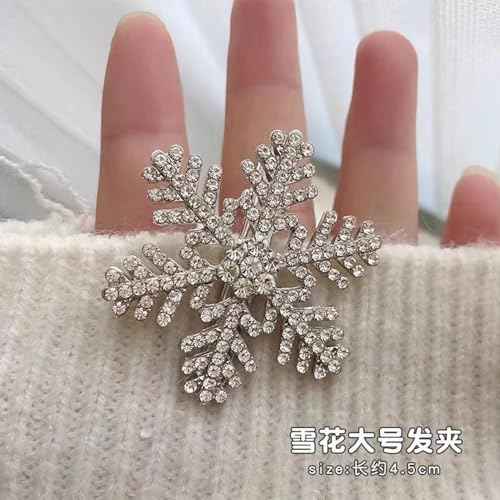 Snowflake Hair Clips Sparkly Rhinestone Hair Barrettes 3 Styles Cute Autumn Winter Broken Hair Bangs Silver Metal Accessories for Women Shiny Snowflakes Hairpins Christmas Hair Xmas Party Gifts