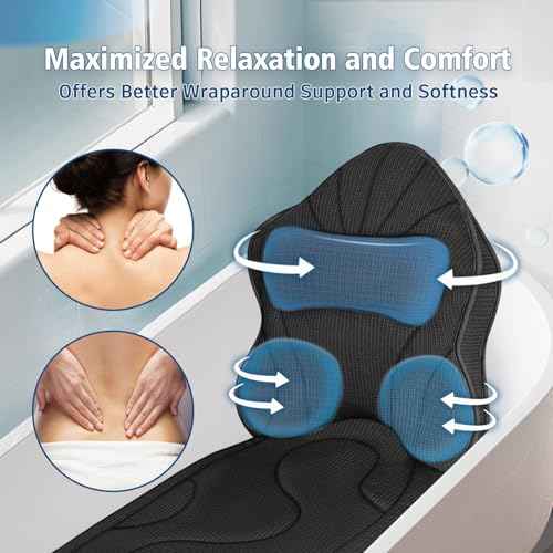 Full Body Bath Pillow for Tub-Extra Thick Bathtub Pillow with Head & Neck Support, Luxury Tub Pillow for Comfort, Non-Slip Bath Cushion for Women, Men & Seniors, Bathroom Accessories